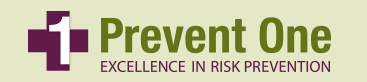 a tan colored banner graphic that reads 'Prevent One: Excellence in Risk Prevention'